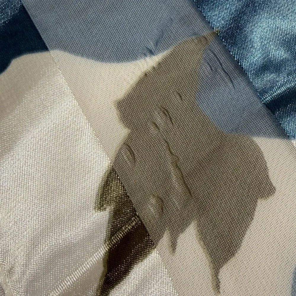AW Items‎ Womens Floral Scarf Wrap Blue White Polyester Silk Feel With Flaws